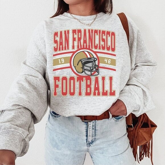 Sierra K Tops - San Francisco 49ers Crewneck Sweatshirt Niners Retro Football Fan Gift Cozy 17